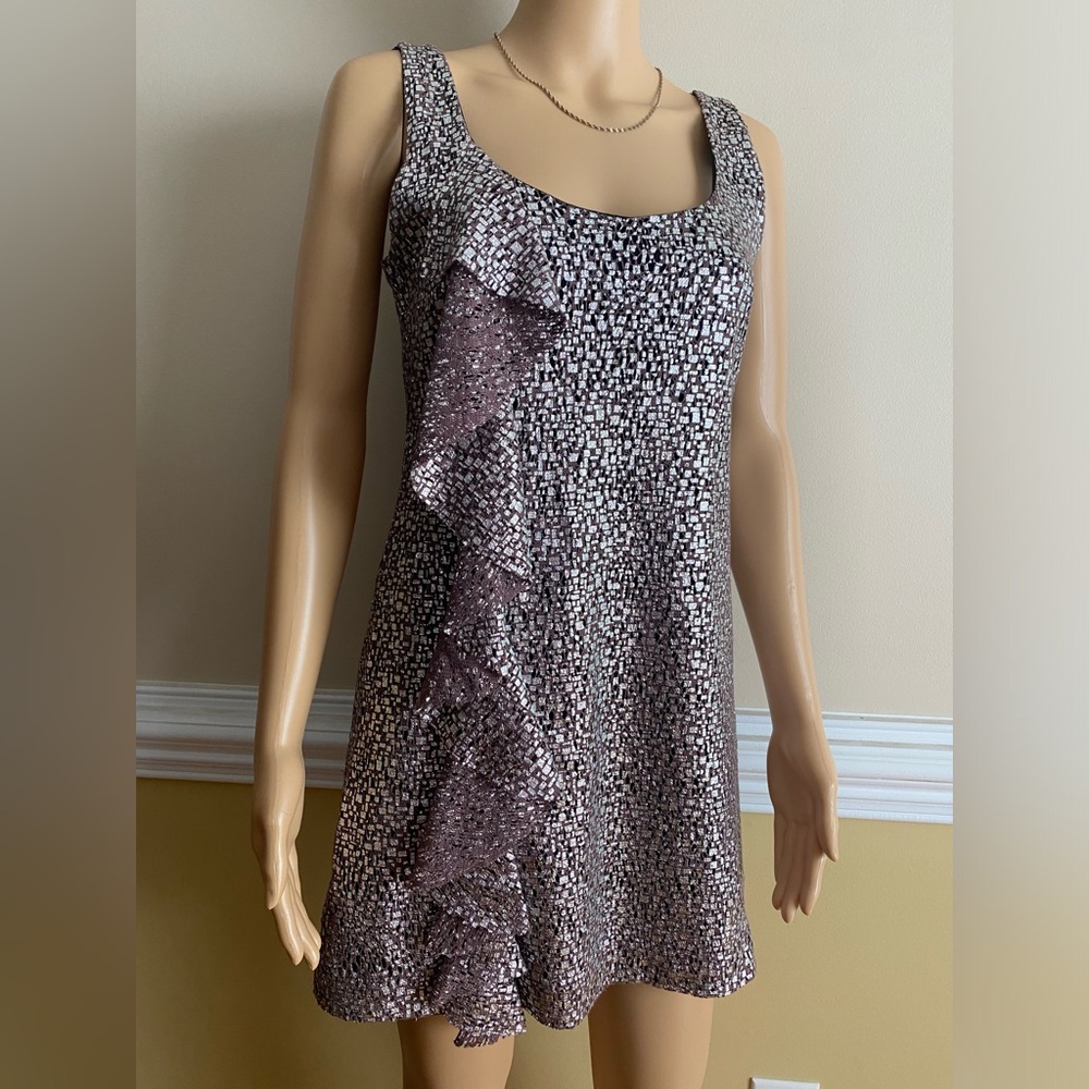 GUESS Women’s Metallic Shimmer Silver Bronze Mini Cocktail Dress. Size 5